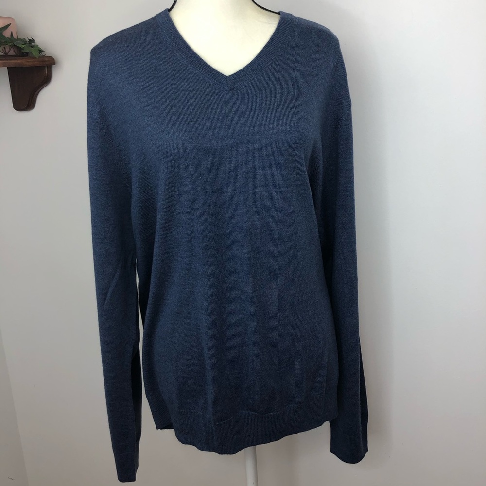 NWT Jos A Bank Wool Pullover Sweater XL Mens Blue